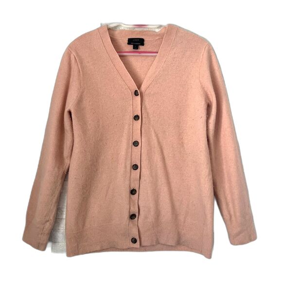 J. Crew Pink Cashmere Blend Pullover Cardigan Sweater Top Women's Size Large - Picture 2 of 10